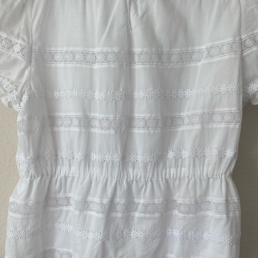 J.Crew Women’s Daisy Chain White Peplum Short Puff Sleeve Top Size Medium - Picture 12 of 14